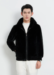 Men's Hooded Fur Jacket Exclusive Design - Black 