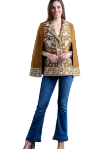 Embroidered Blazer Cape