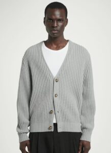 CHUNKY V-NECK SILK-COTTON CARDIGAN 