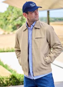 Stone Canvas Worker Jacket with Corduroy Collar 