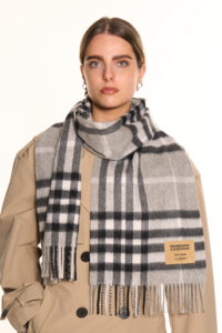 Close-up of multiple scarves in different patterns and colours arranged for gifting.