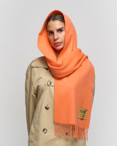 scarf draped over a luxury travel trunk, symbolising global reach and heritage.